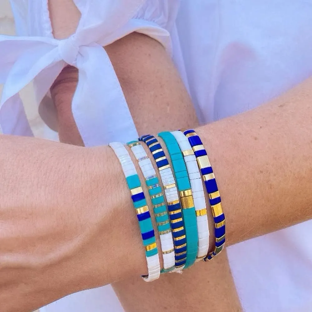 KELITCH Tila Bead Bracelets Bohomian Stackable Stretch Bracelets Women Tennis Handmade Friendship Bracelets
