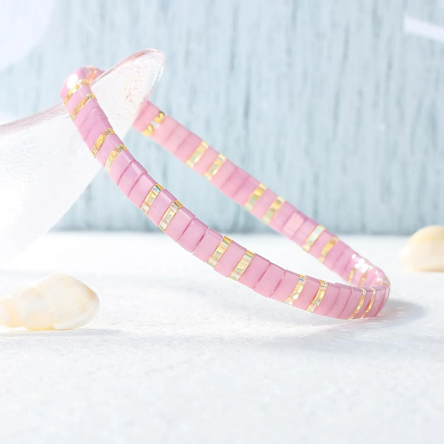 KELITCH Tila Bead Bracelets Bohomian Stackable Stretch Bracelets Women Tennis Handmade Friendship Bracelets