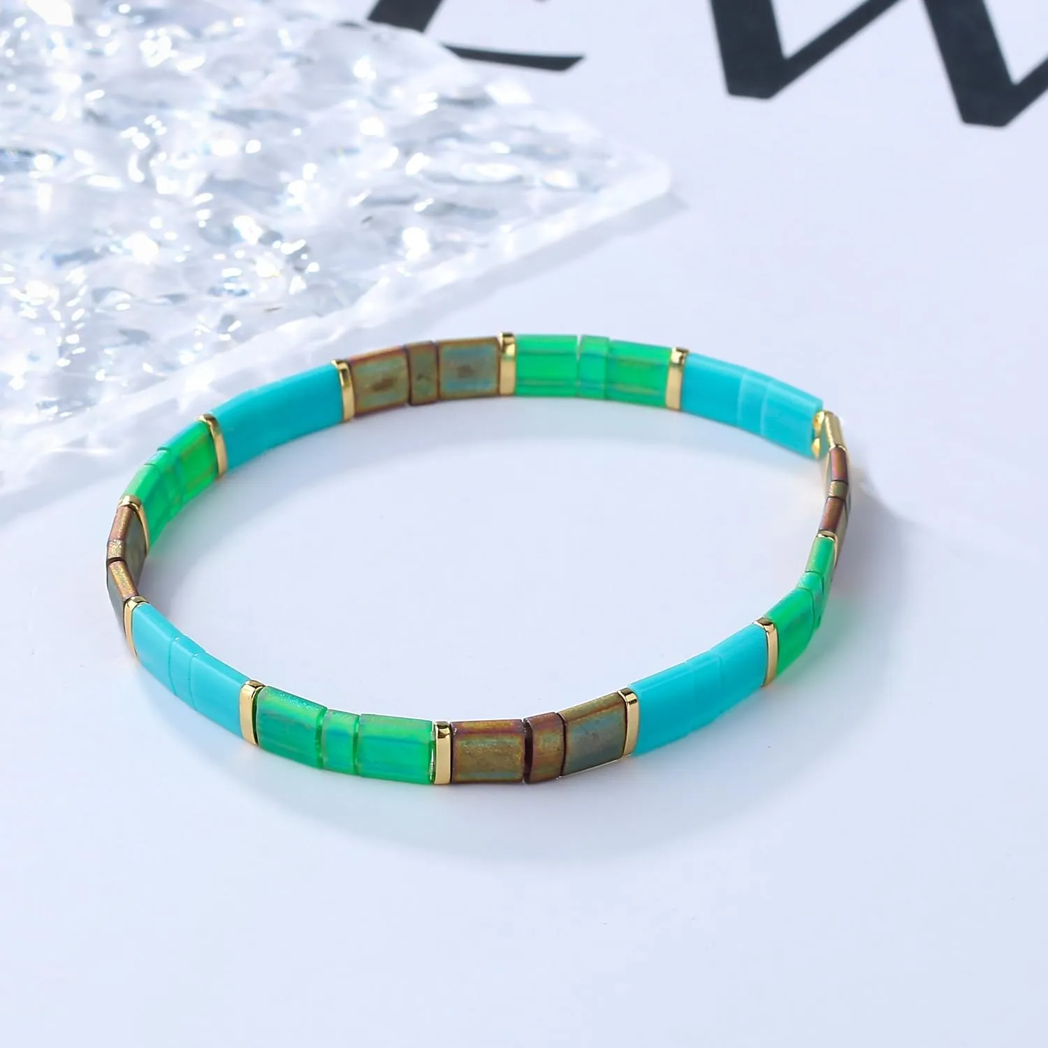 KELITCH Tila Bead Bracelets Bohomian Stackable Stretch Bracelets Women Tennis Handmade Friendship Bracelets