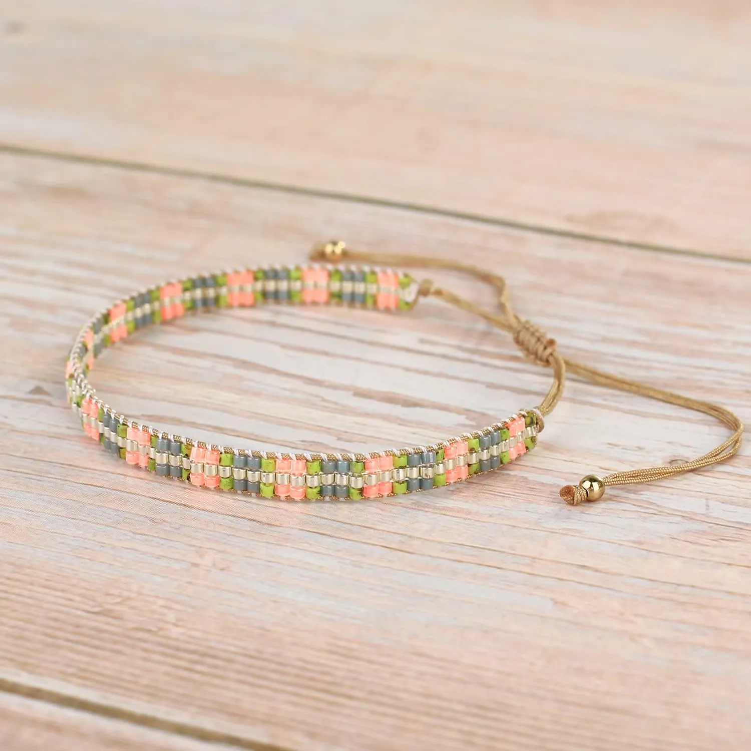 KELITCH Women Friendship Bracelets Wax Rope Bracelets Handmade Multi-Pattern Pearl Bracelets