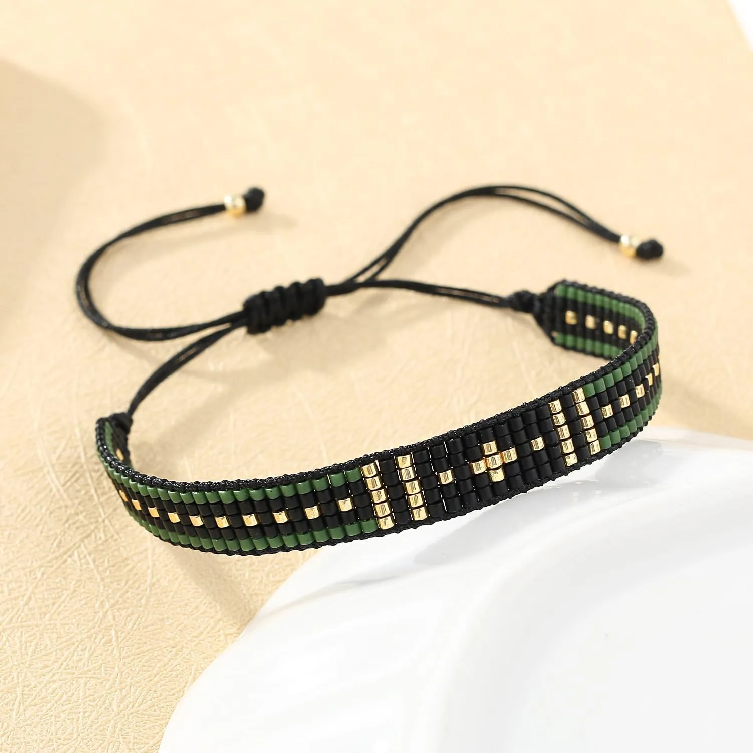 KELITCH Women Friendship Bracelets Wax Rope Bracelets Handmade Multi-Pattern Pearl Bracelets