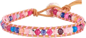 KELITCH Women Leather Wrap Bracelets Handmade Strand Bracelets Colorful Stones Beads Bracelets