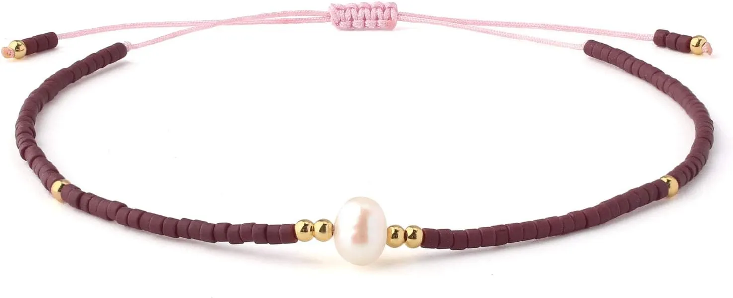 KELITCH Women Pearl Bracelets Handmade Friendship Bracelets Pearl Miyuki Beaded Strand Bracelets