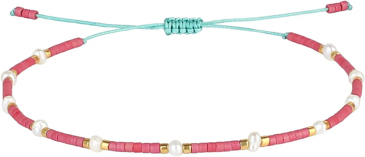 KELITCH Womens Pearl Friendship Bracelets Shell Miyuki Beads Strand Bracelets Pearl Bracelets