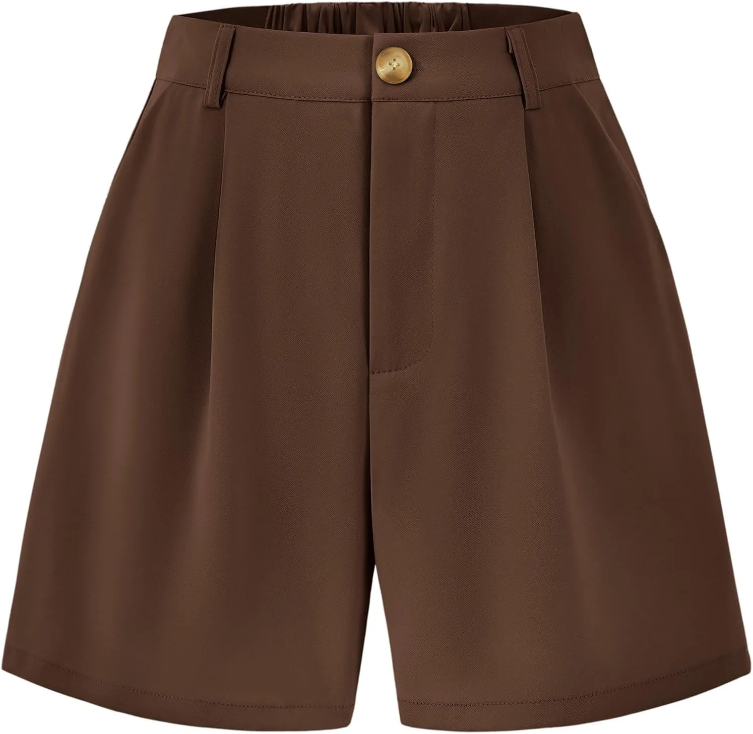 KIRUNDO Shorts for Women Dressy Casual Summer Elastic Waist in The Back Pleated Wide Leg Tailored Work Trouser Shorts