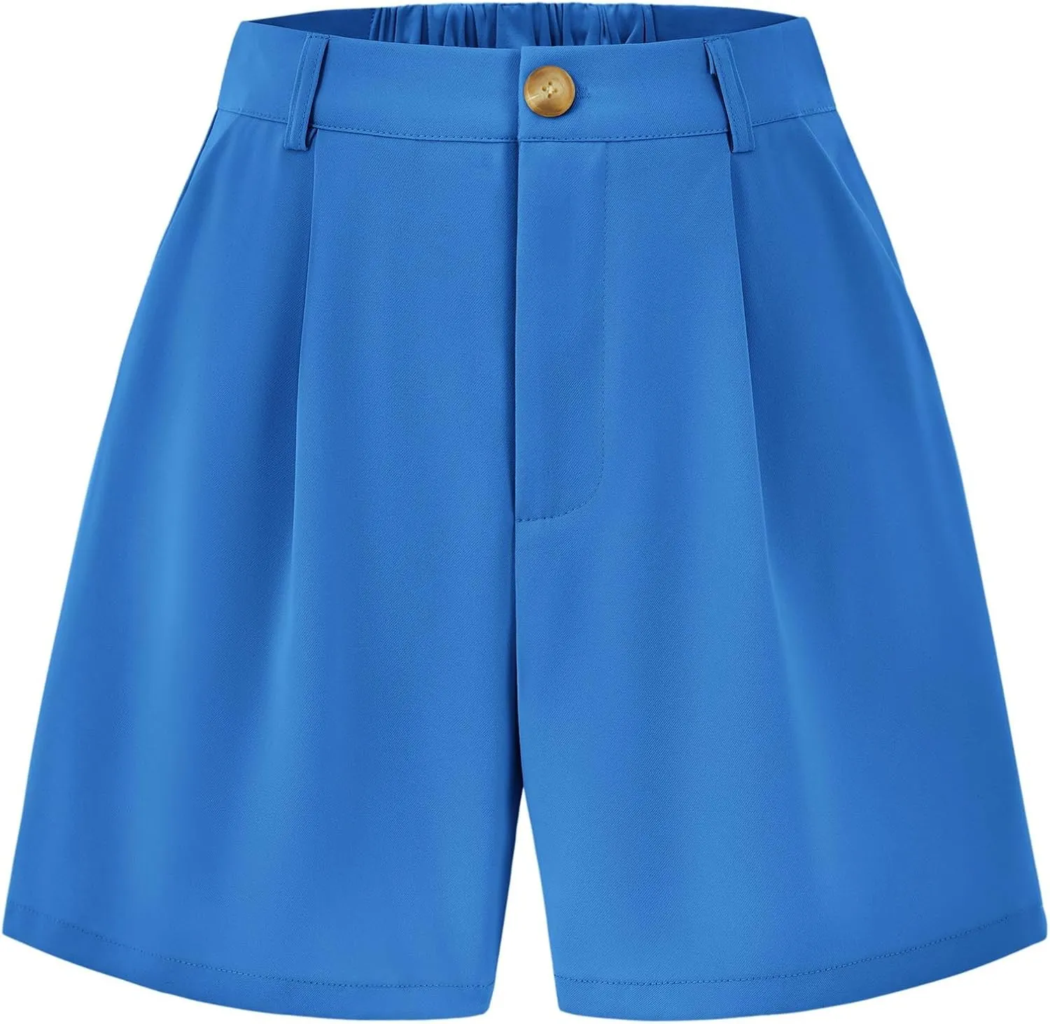 KIRUNDO Shorts for Women Dressy Casual Summer Elastic Waist in The Back Pleated Wide Leg Tailored Work Trouser Shorts