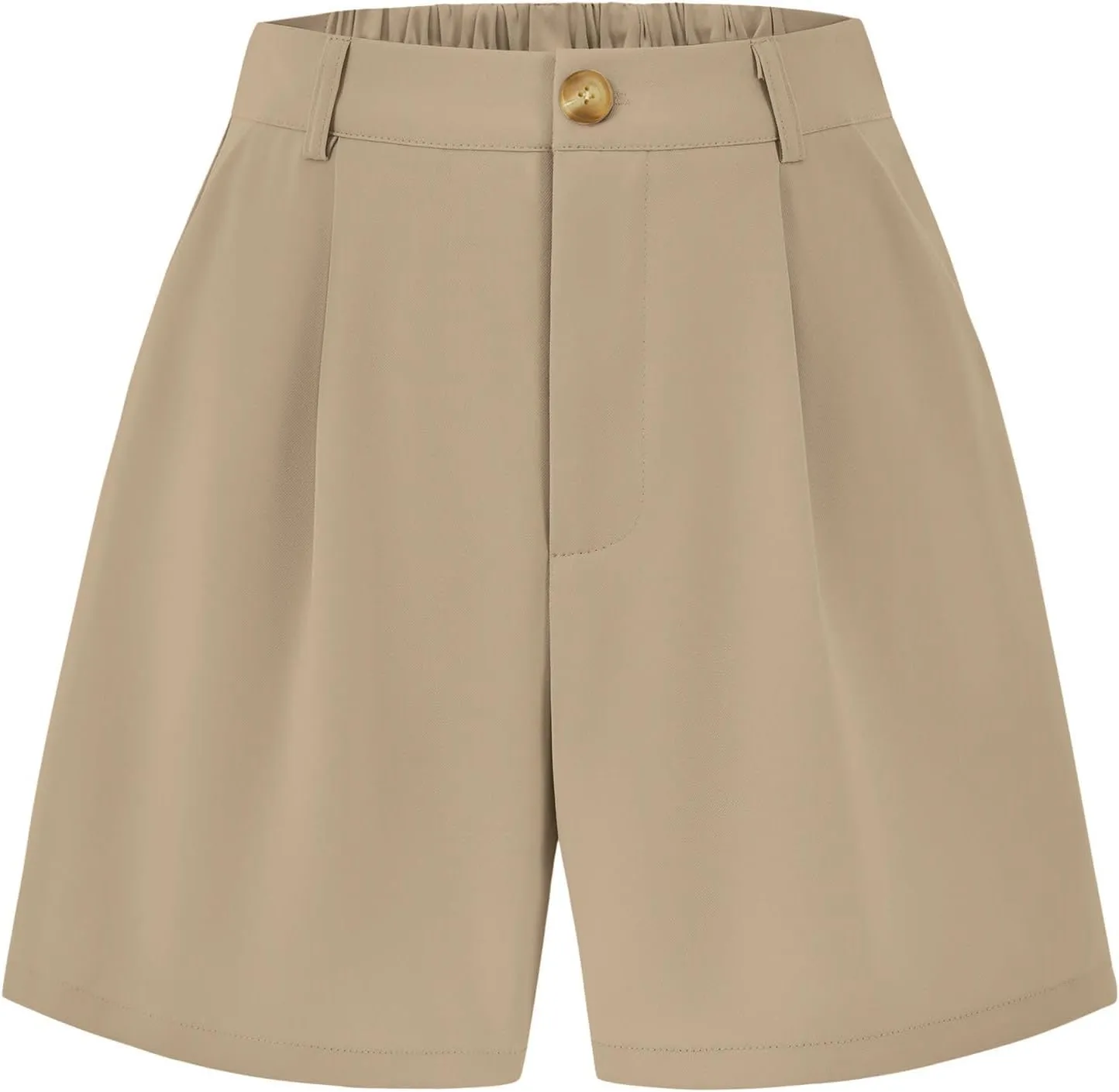 KIRUNDO Shorts for Women Dressy Casual Summer Elastic Waist in The Back Pleated Wide Leg Tailored Work Trouser Shorts