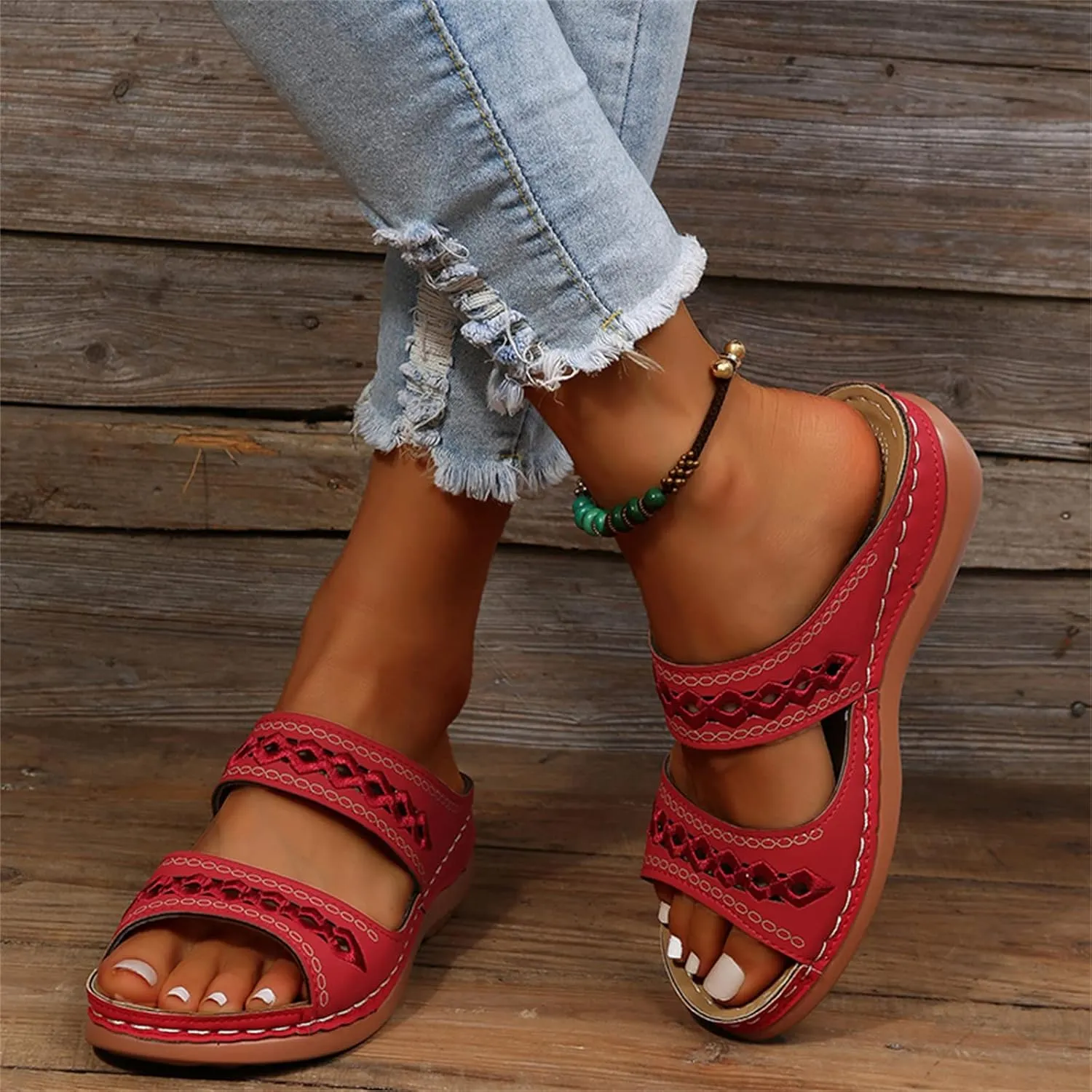 Ladmiple Sandals Women Dressy Summer Flat Cute Casual Beach Shoes Comfortable Orthopedic Slippers Orthotic Flip Flops Slides