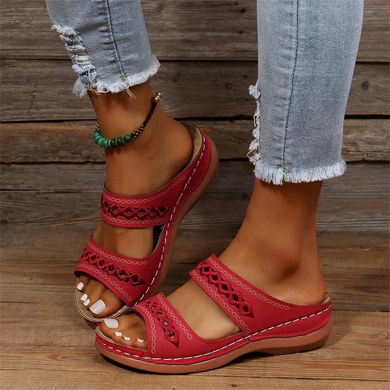 Ladmiple Sandals Women Dressy Summer Flat Cute Casual Beach Shoes Comfortable Orthopedic Slippers Orthotic Flip Flops Slides
