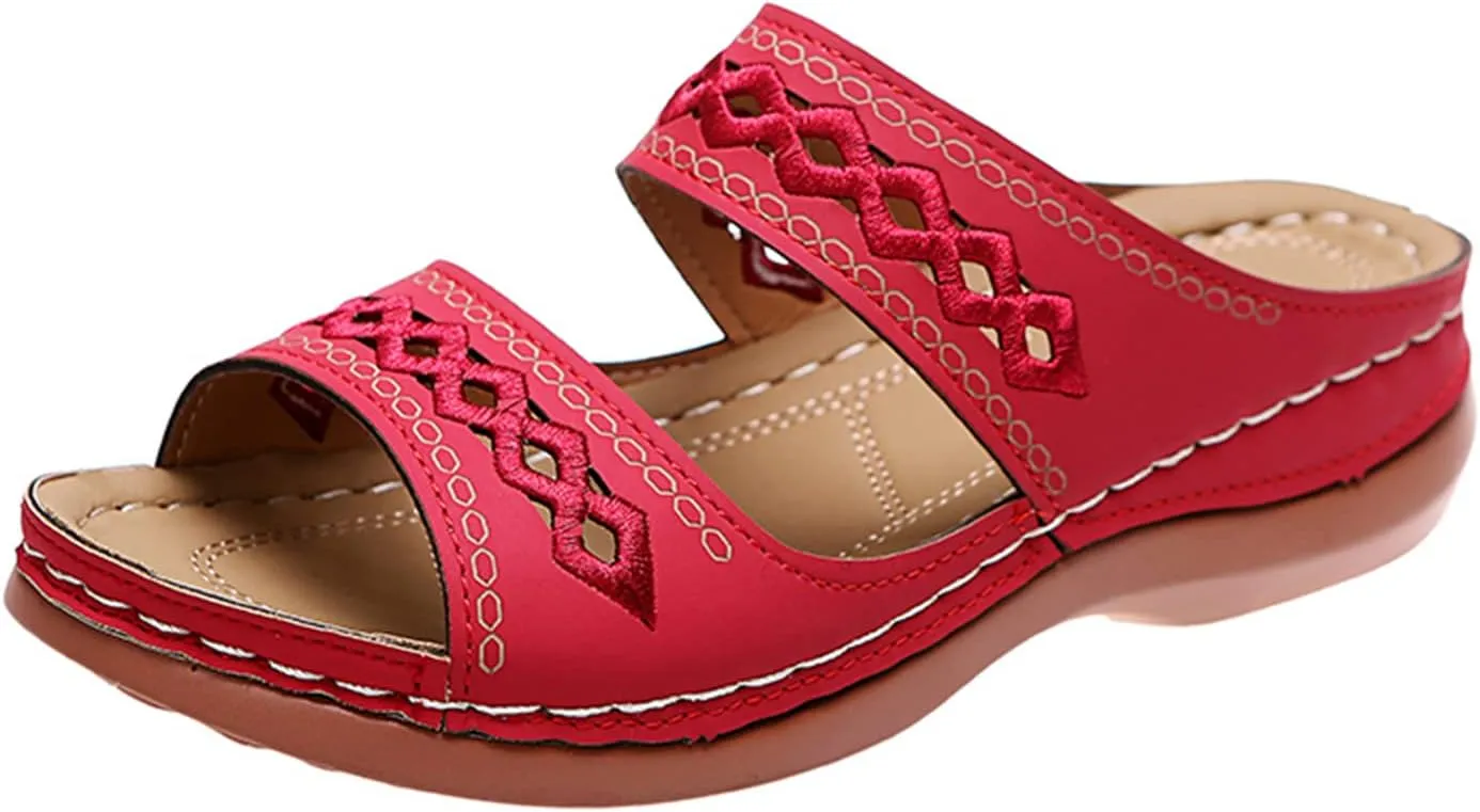 Ladmiple Sandals Women Dressy Summer Flat Cute Casual Beach Shoes Comfortable Orthopedic Slippers Orthotic Flip Flops Slides