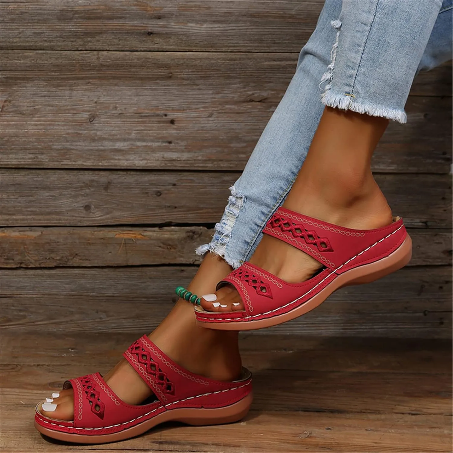 Ladmiple Sandals Women Dressy Summer Flat Cute Casual Beach Shoes Comfortable Orthopedic Slippers Orthotic Flip Flops Slides