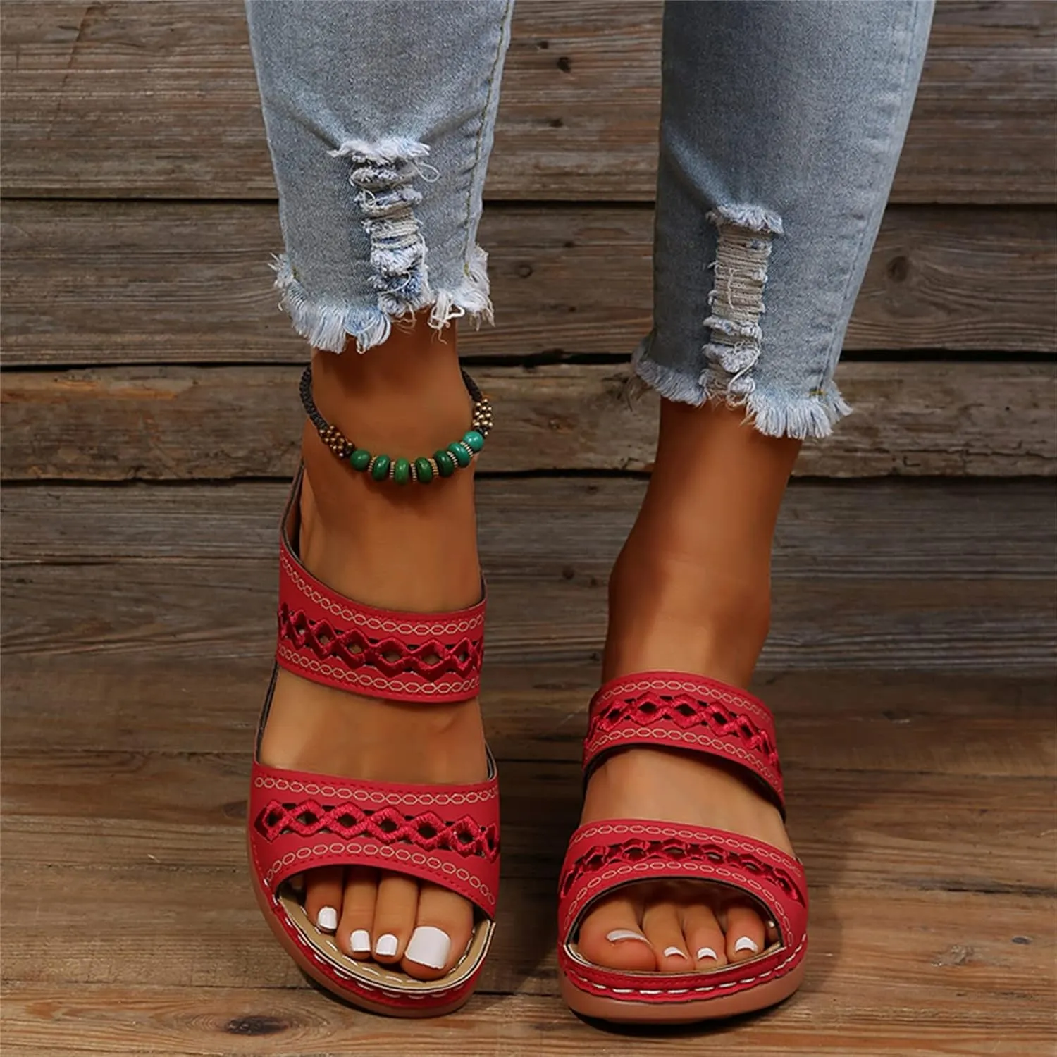 Ladmiple Sandals Women Dressy Summer Flat Cute Casual Beach Shoes Comfortable Orthopedic Slippers Orthotic Flip Flops Slides