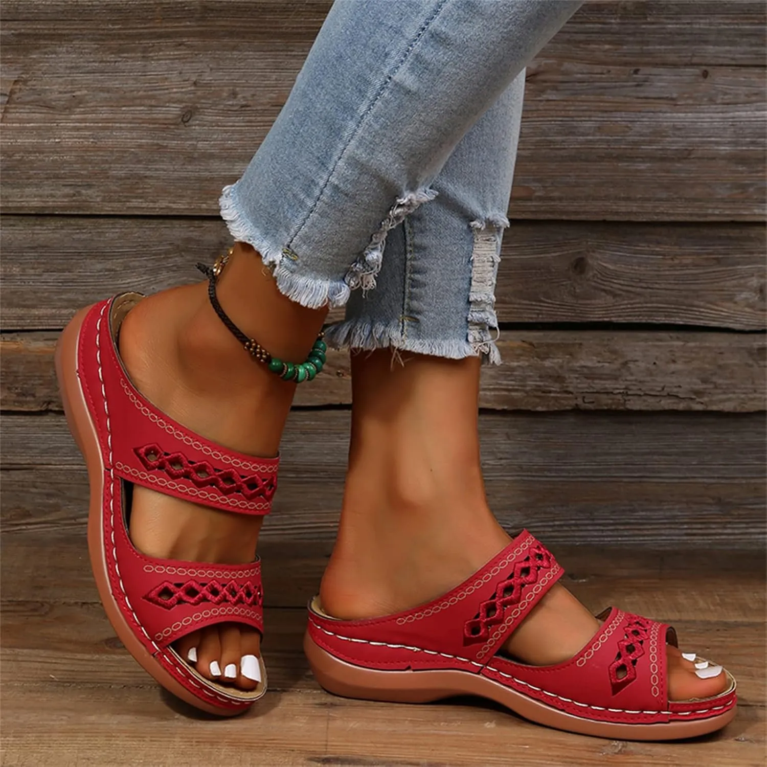 Ladmiple Sandals Women Dressy Summer Flat Cute Casual Beach Shoes Comfortable Orthopedic Slippers Orthotic Flip Flops Slides