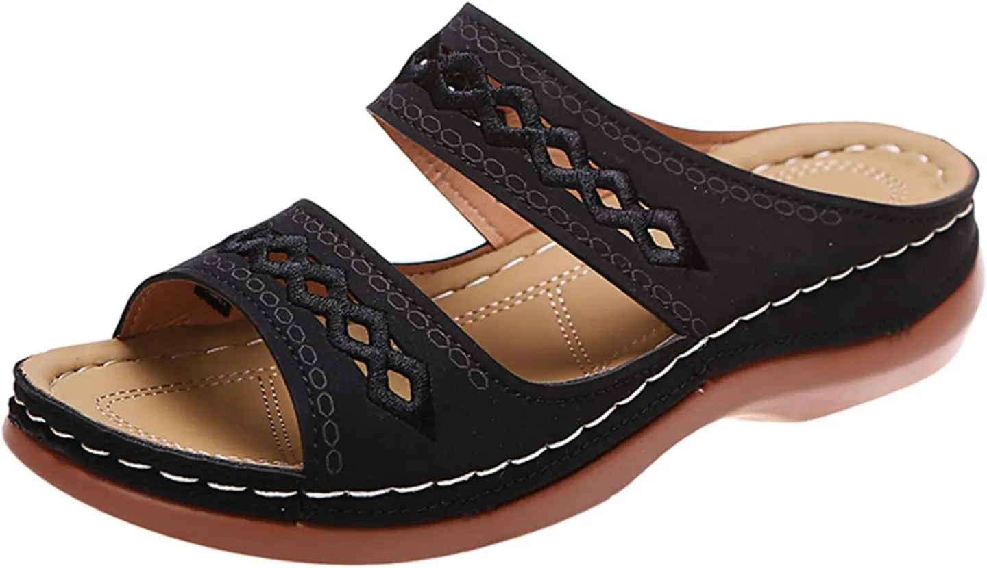 Ladmiple Sandals Women Dressy Summer Flat Cute Casual Beach Shoes Comfortable Orthopedic Slippers Orthotic Flip Flops Slides