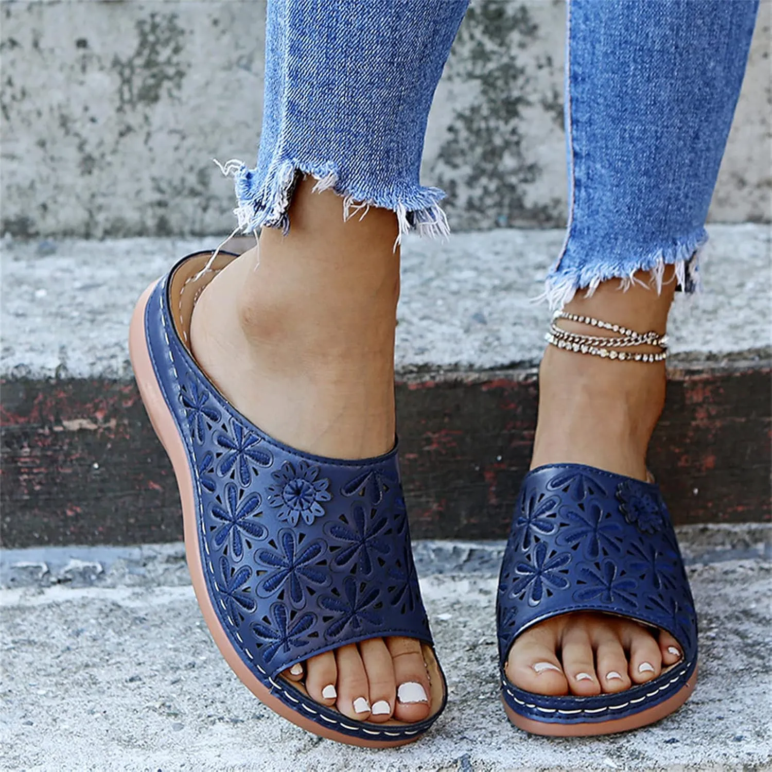 Ladmiple Sandals Women Dressy Summer Wedge Orthotic Slides Comfortable Orthopedic Walking Flip Flops with Arch Support 2024