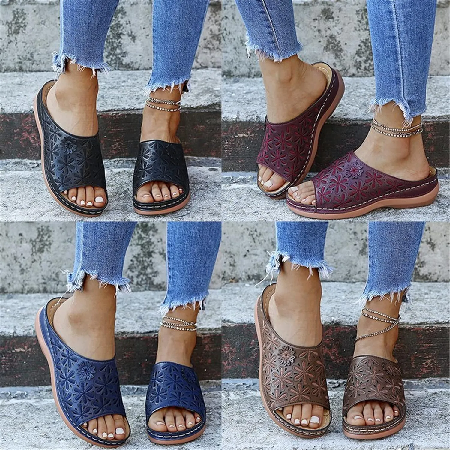 Ladmiple Sandals Women Dressy Summer Wedge Orthotic Slides Comfortable Orthopedic Walking Flip Flops with Arch Support 2024