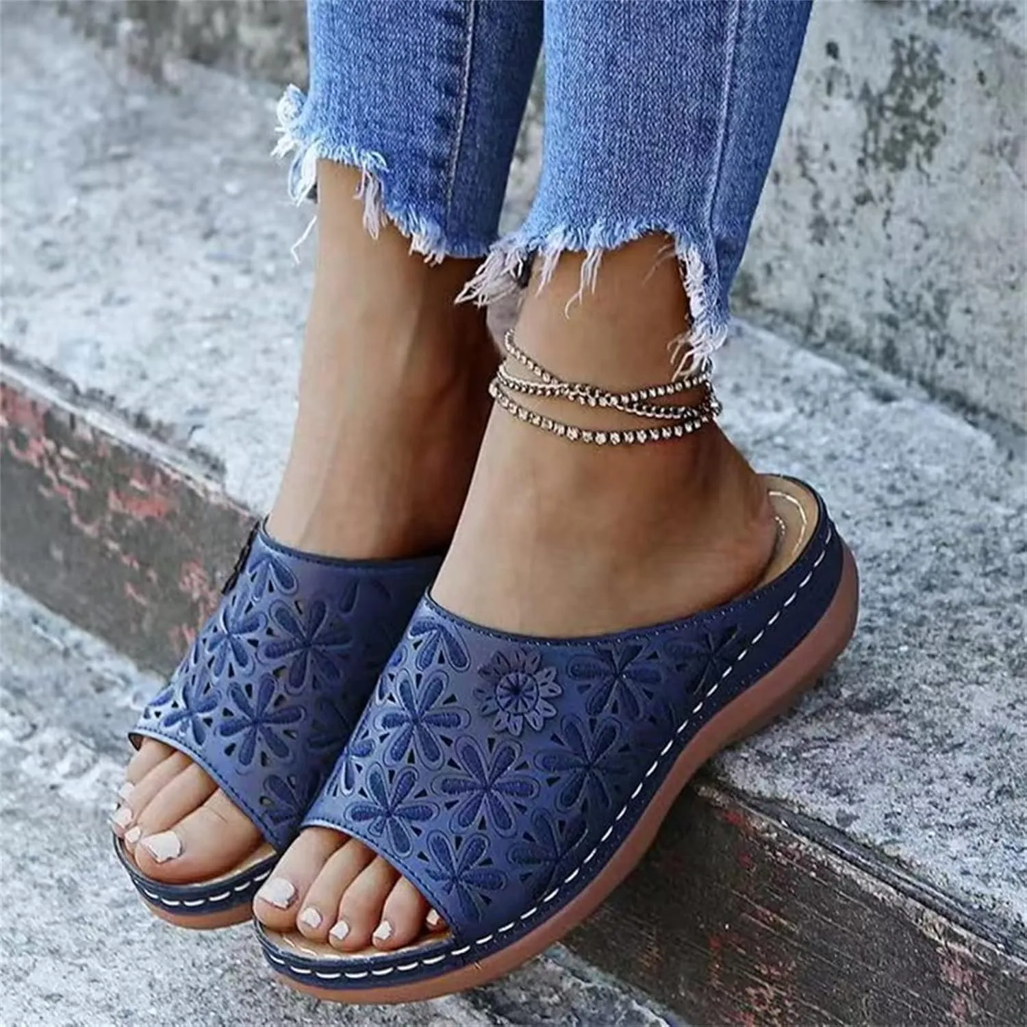 Ladmiple Sandals Women Dressy Summer Wedge Orthotic Slides Comfortable Orthopedic Walking Flip Flops with Arch Support 2024
