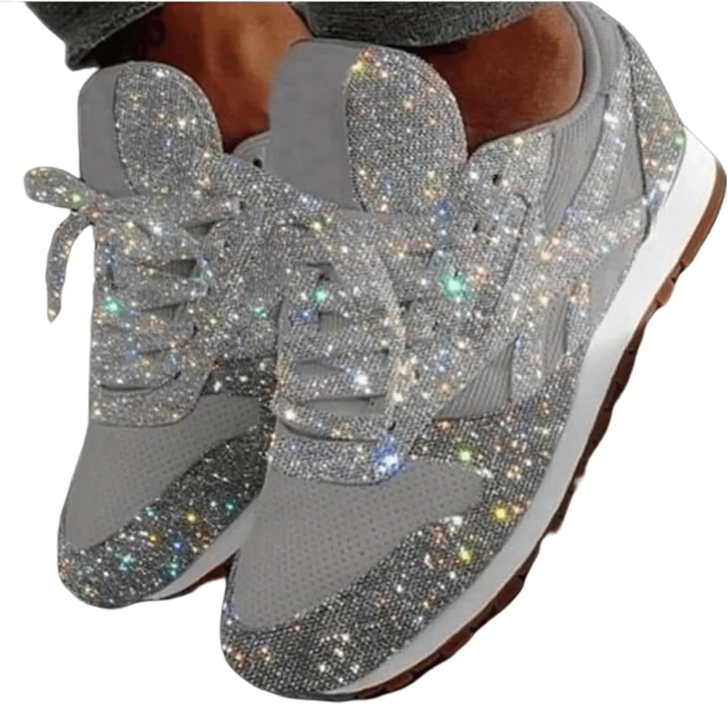 Ladmiple Shoes For Women Sneakers Trendy Casual Lace Up Dressy Summer Fashion Low Top Slip On Platform Walking Shoes