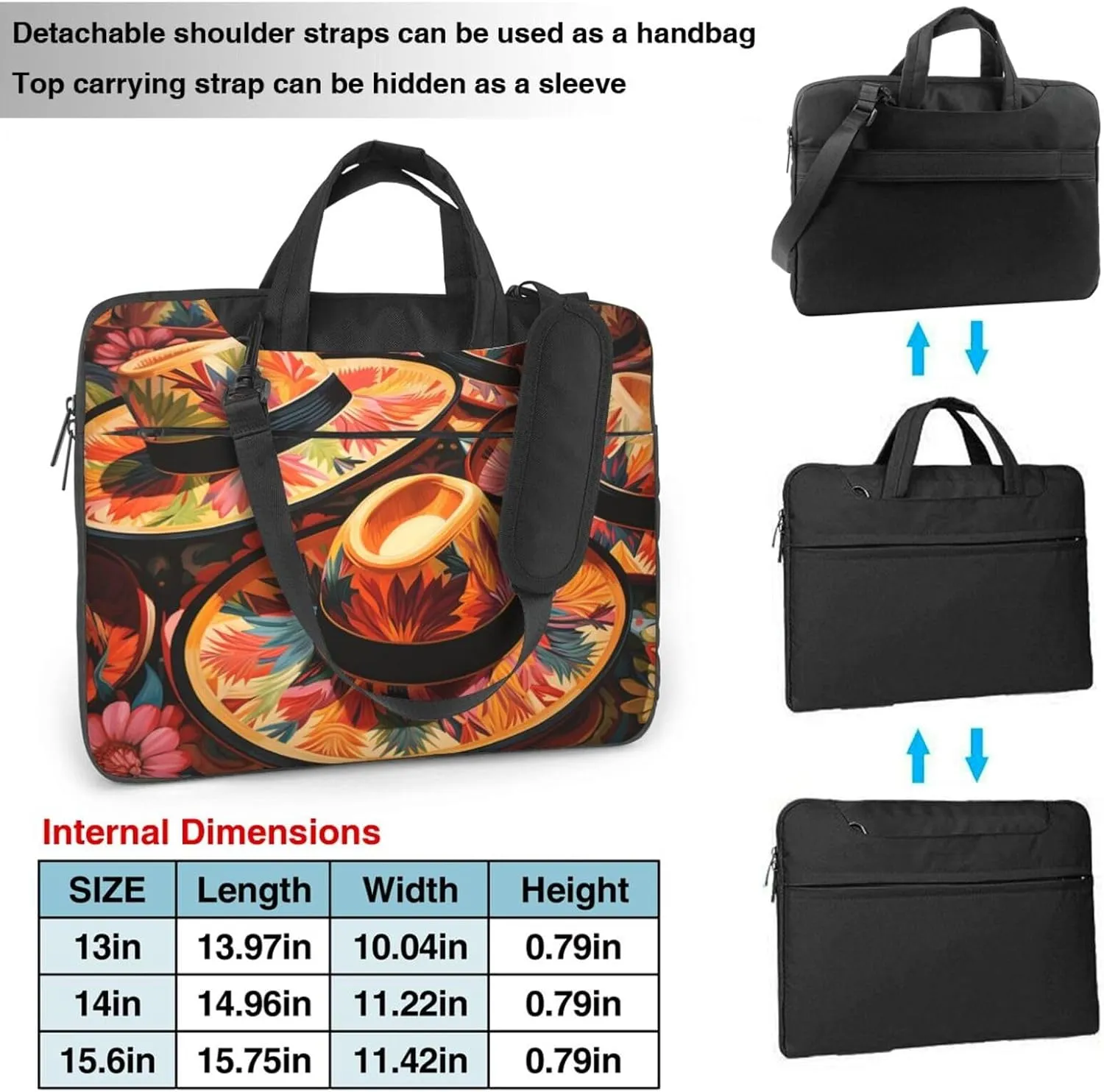 Laptop Bag Mexico Hats Pattern Laptop Tote Bag Women Men Laptop Sleeve Case Lightweight Computer Bag