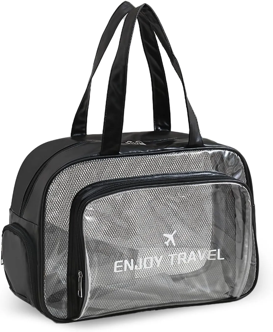 Large Clear Toiletry Bag with Shoe Compartment, Multi-Functional PVC Travel Tote, Durable and Versatile Organizer for Travel, Gym, Pool, and More (Black)