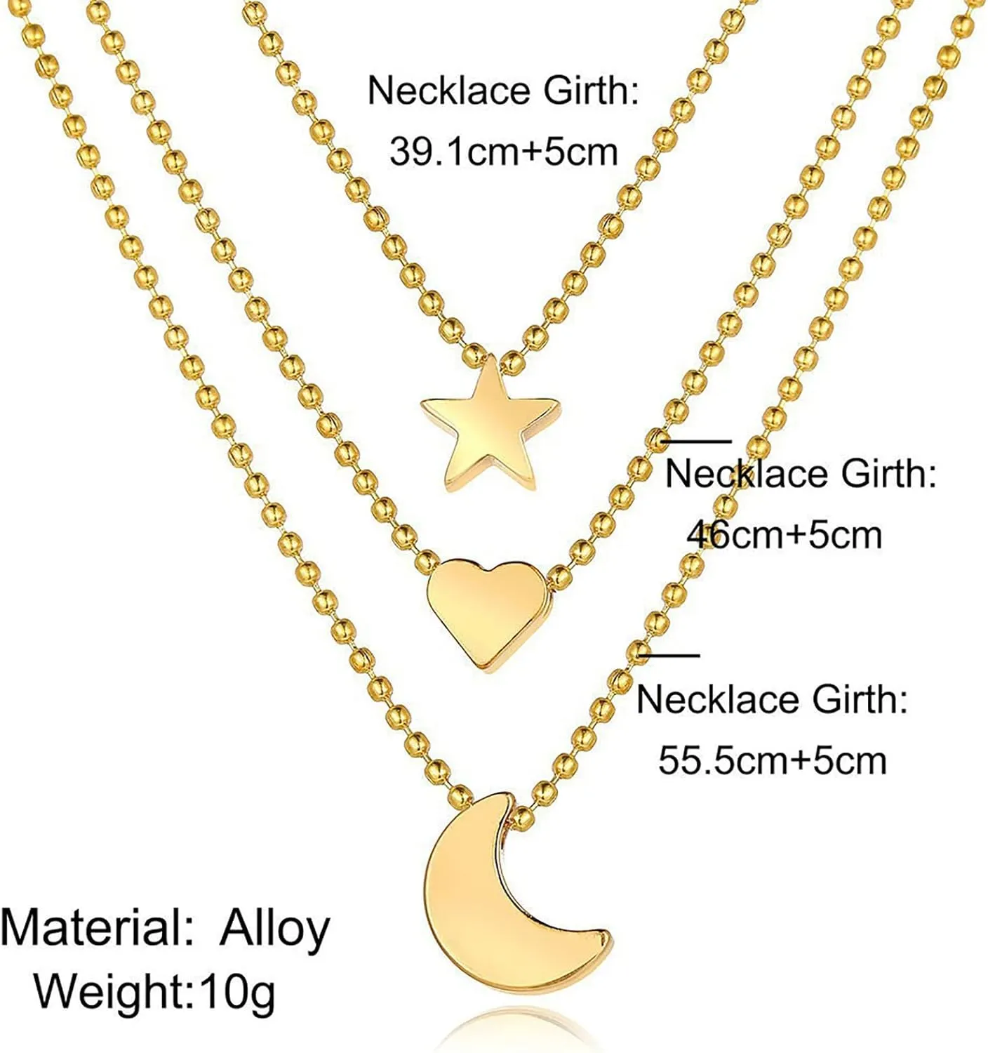Layered Necklaces for Women Star Moon Heart Pendant Necklace Pendant Collarbone Chain Female Jewelry