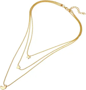 Layered Necklaces for Women Star Moon Heart Pendant Necklace Pendant Collarbone Chain Female Jewelry