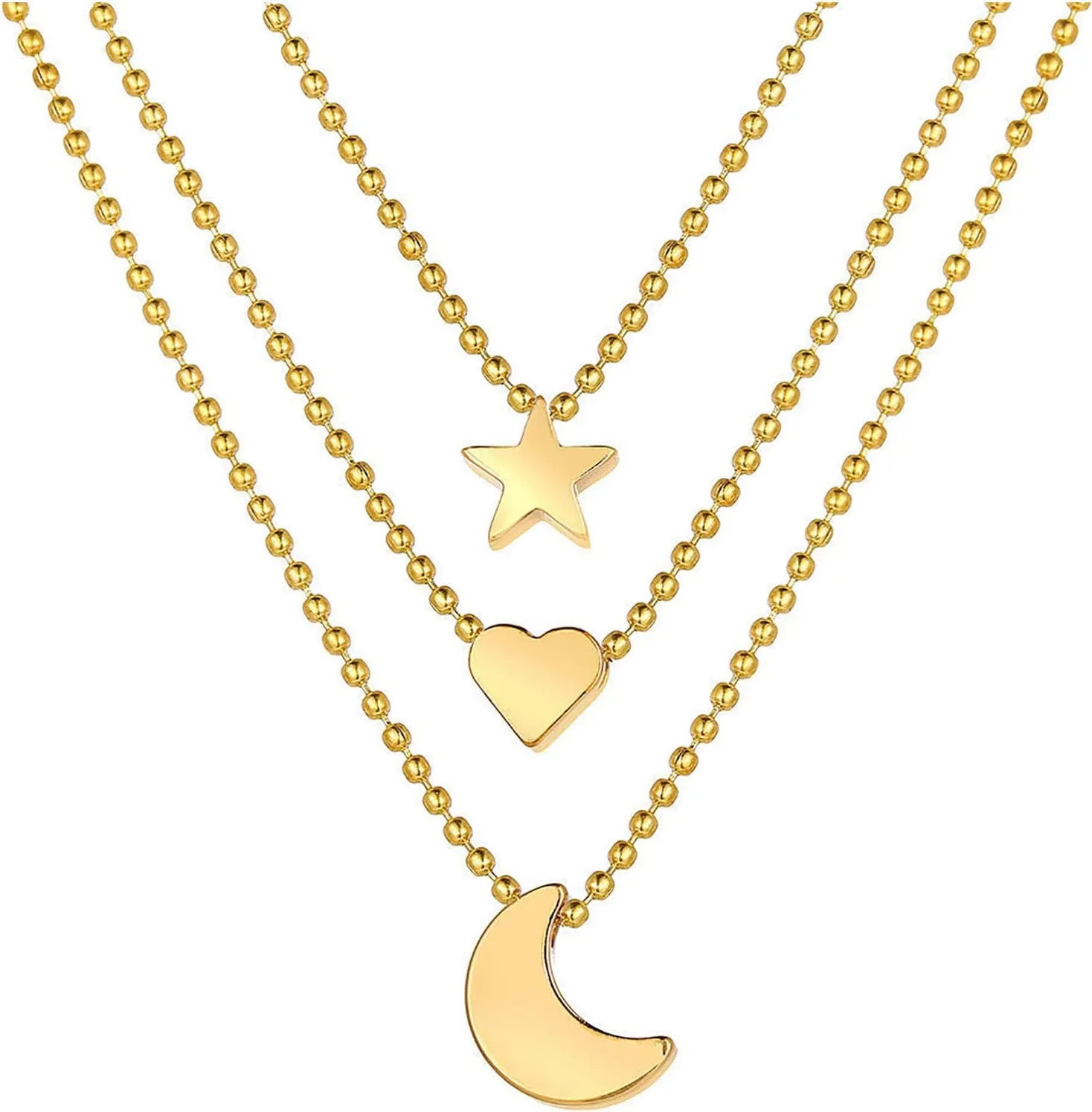 Layered Necklaces for Women Star Moon Heart Pendant Necklace Pendant Collarbone Chain Female Jewelry