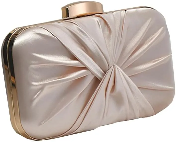 Leadigol Evening Bag Clutch Purses for Women Pleated Satin Clutches Small Evening Bag Lady Wedding Party Purses Wedding Bridal Clutch Bag Prom Party Clutch