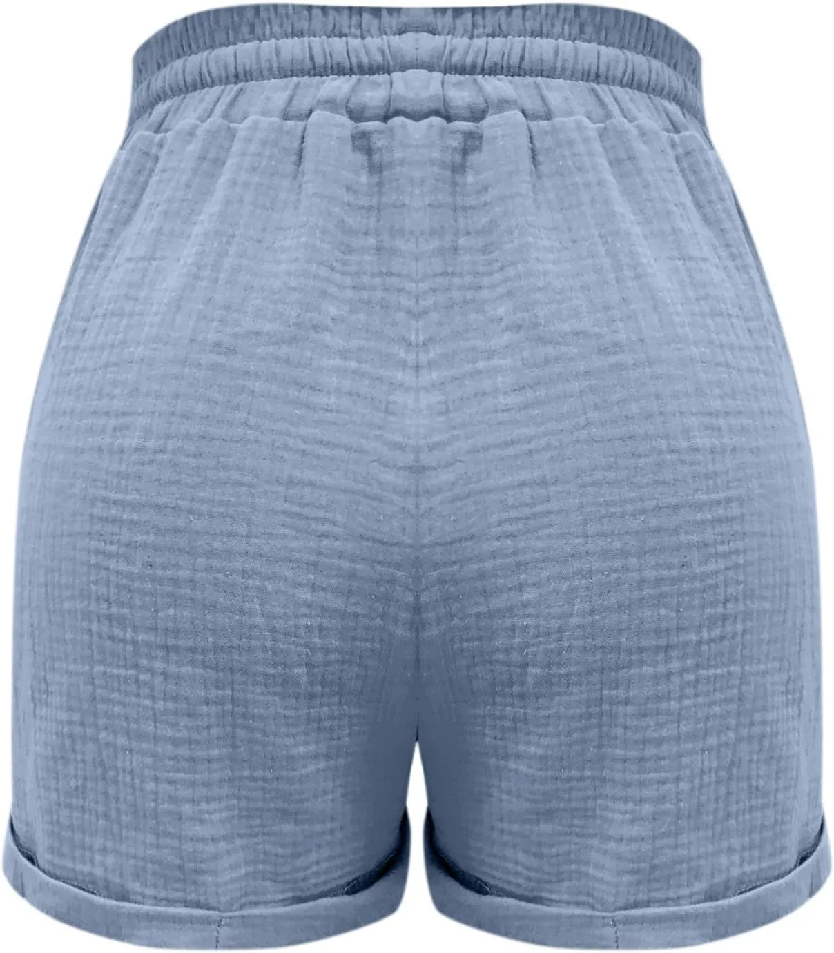 Linen Shorts for Women Plus Size Drawstring High Waisted Casual Summer Pull On Loose Fit Beach Vacation Shorts with Pockets