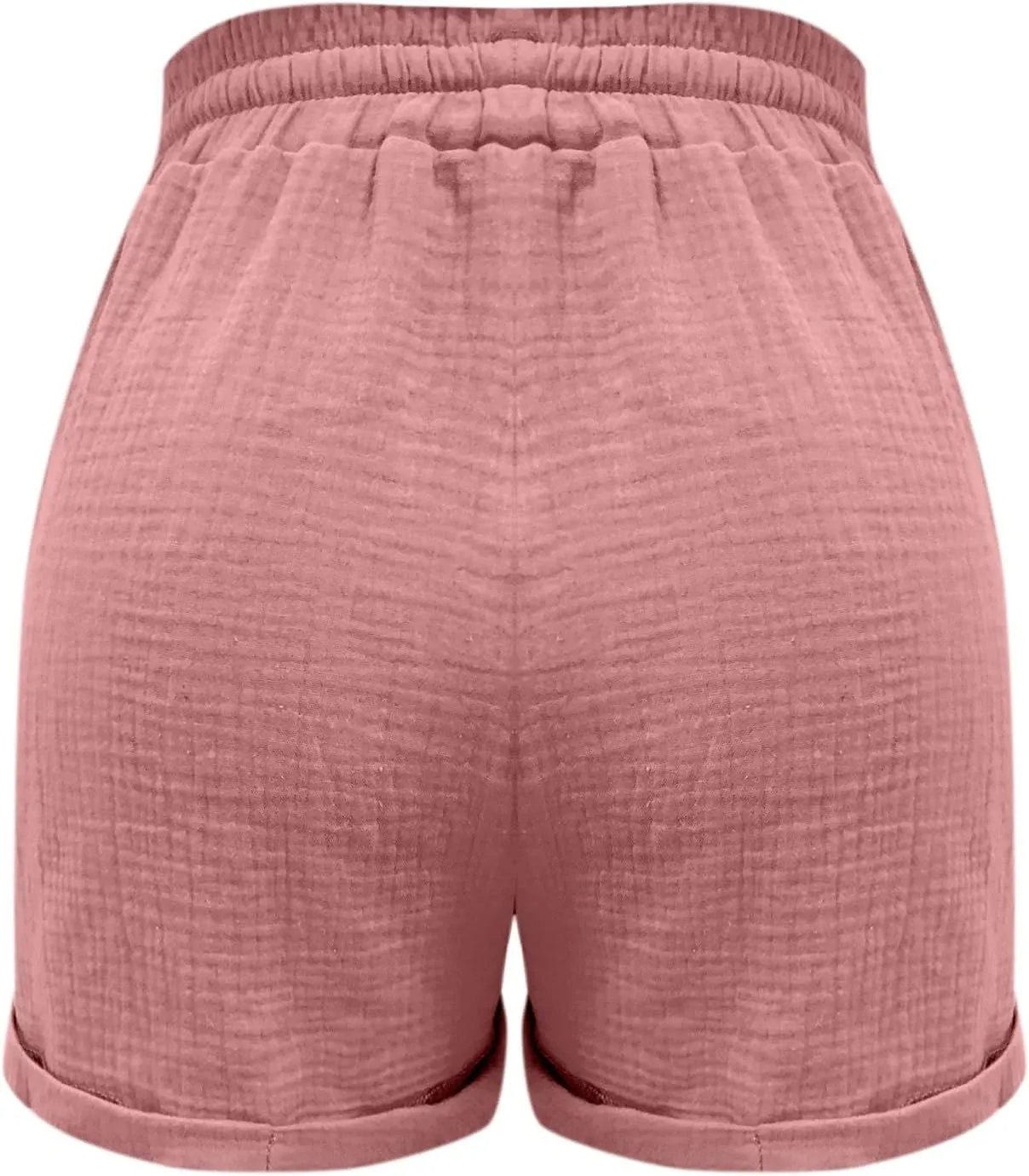 Linen Shorts for Women Plus Size Drawstring High Waisted Casual Summer Pull On Loose Fit Beach Vacation Shorts with Pockets