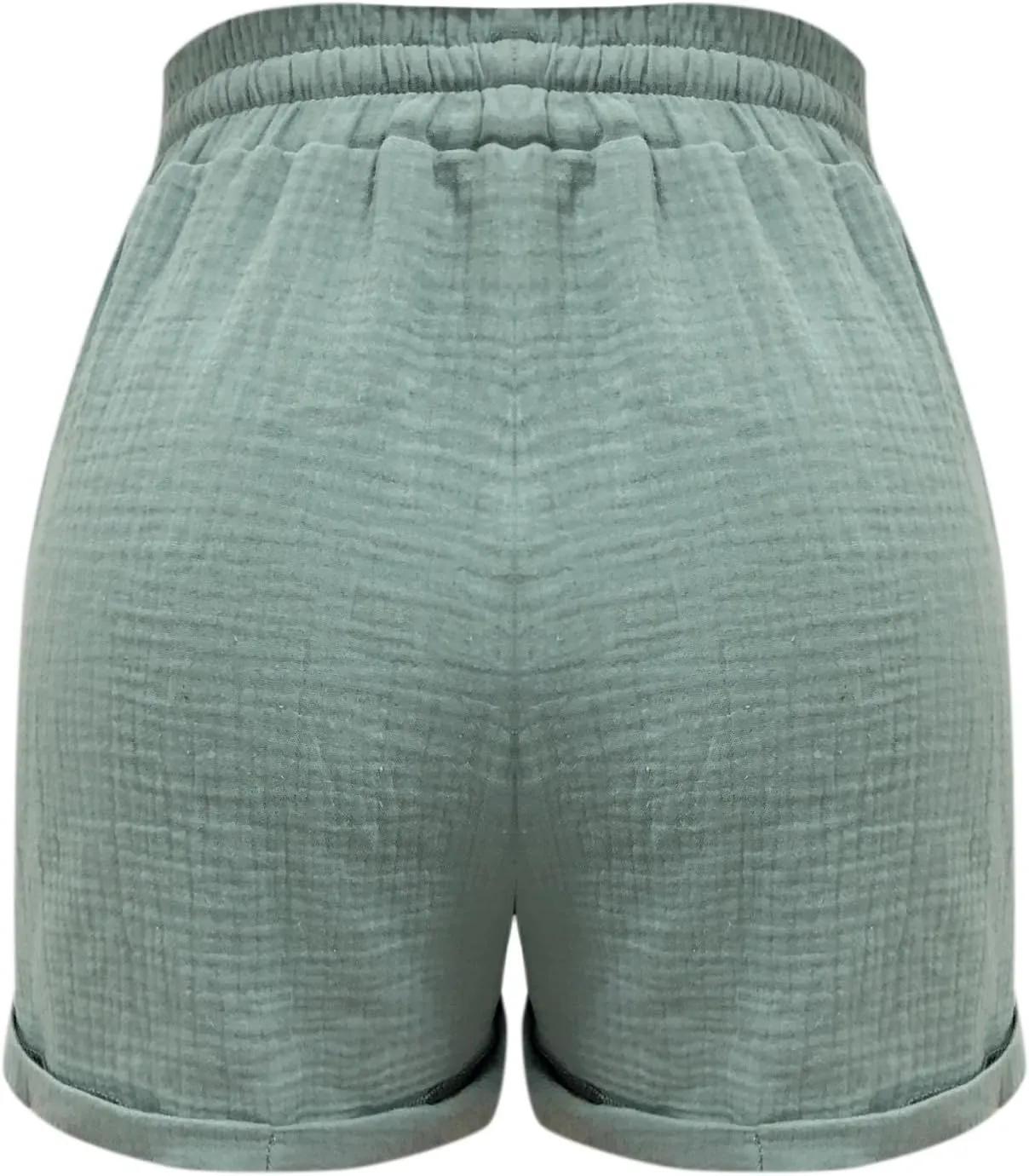 Linen Shorts for Women Plus Size Summer Beach Vacation Resort Wear Casual Drawstring Elastic High Waist Shortts with Pockets