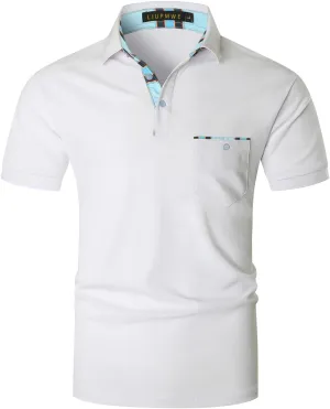 LIUPMWE Mens Polo Shirts Short Sleeve Shirts for Men Casual Cotton Collared T Shirt Golf Shirts Stylish Tops