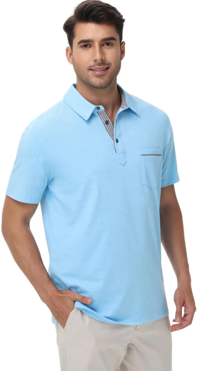 LIUPMWE Mens Polo Shirts Short Sleeve Shirts for Men Casual Cotton Collared T Shirt Golf Shirts Stylish Tops
