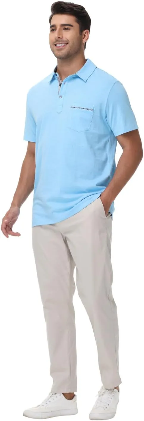 LIUPMWE Mens Polo Shirts Short Sleeve Shirts for Men Casual Cotton Collared T Shirt Golf Shirts Stylish Tops