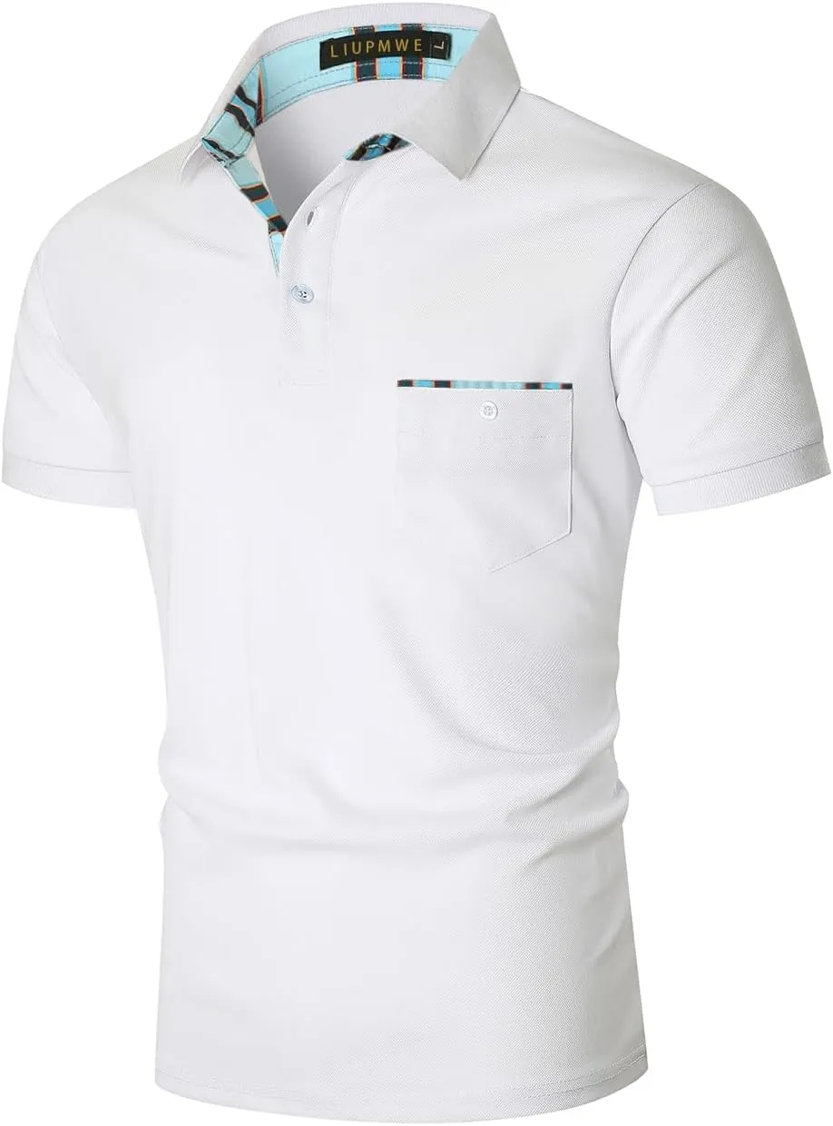LIUPMWE Mens Polo Shirts Short Sleeve Shirts for Men Casual Cotton Collared T Shirt Golf Shirts Stylish Tops