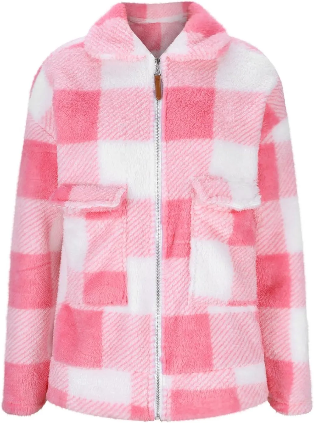 Long Winter Coats for Women Oversized Plaid Print Velvet Jackets Long Sleeve Zipper Cardigan Winter Coat Outerwear
