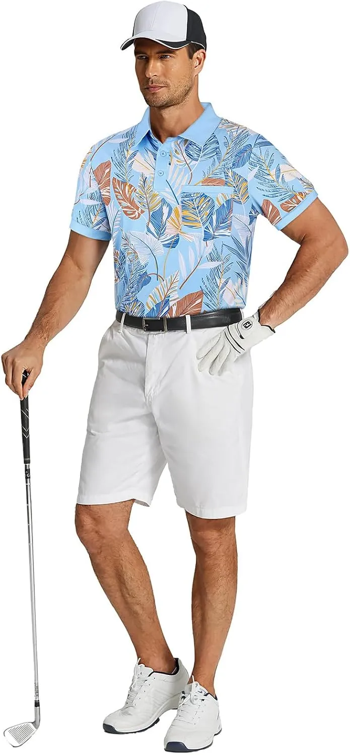 LURANEE Men's Polo Shirts Short Sleeve Dry Fit Performance Golf Shirts Moisture Wicking Mens Polo T-Shirts