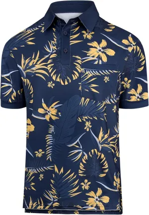 LURANEE Men's Polo Shirts Short Sleeve Dry Fit Performance Golf Shirts Moisture Wicking Mens Polo T-Shirts