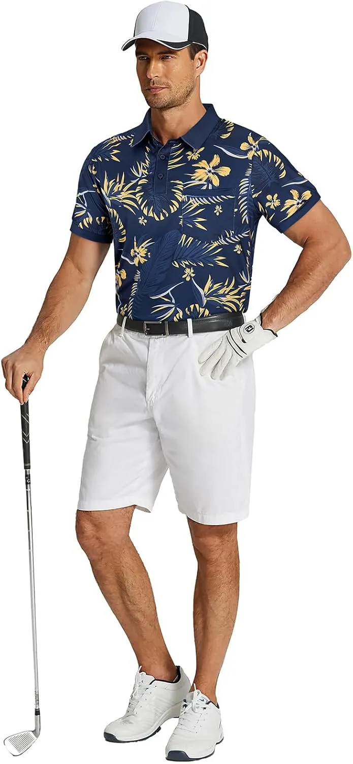 LURANEE Men's Polo Shirts Short Sleeve Dry Fit Performance Golf Shirts Moisture Wicking Mens Polo T-Shirts