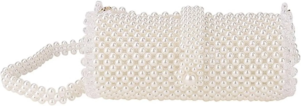Luxury Pearl Bag Chain Bag Purse Ladies Beaded Cross Body Shoulder Bag Handmade Bags Women's Clutches for Wedding Party Bridal Party Gifts for Girls Women 11