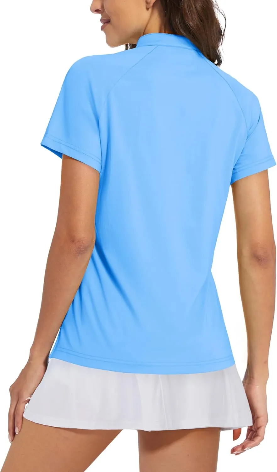 MAGCOMSEN Women's Golf Polo Shirts UPF 50  V Neck Collarless Short Sleeve Shirts Quick Dry Tennis T-Shirts