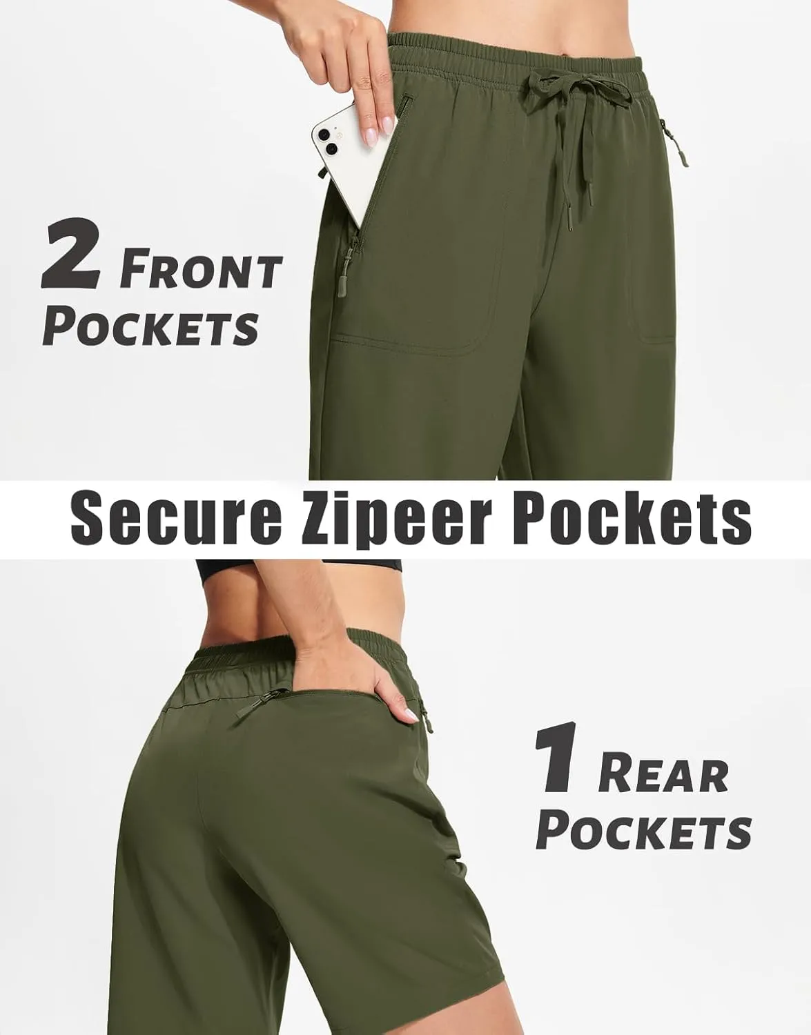 MAGCOMSEN Women's Hiking Shorts Lightweight Quick Dry 8" Golf Shorts Water Resistant with 3 Zipper Pockets