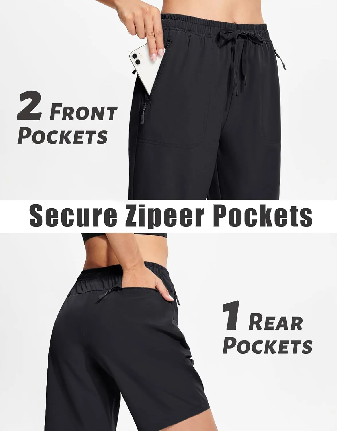 MAGCOMSEN Women's Hiking Shorts Lightweight Quick Dry 8" Golf Shorts Water Resistant with 3 Zipper Pockets