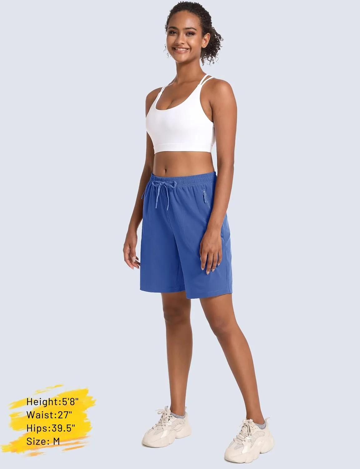 MAGCOMSEN Women's Hiking Shorts Lightweight Quick Dry 8" Golf Shorts Water Resistant with 3 Zipper Pockets