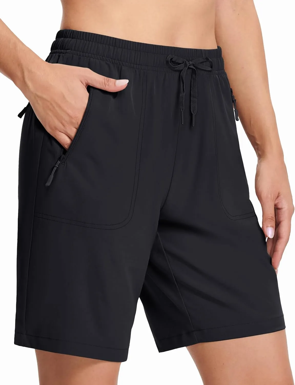 MAGCOMSEN Women's Hiking Shorts Lightweight Quick Dry 8" Golf Shorts Water Resistant with 3 Zipper Pockets