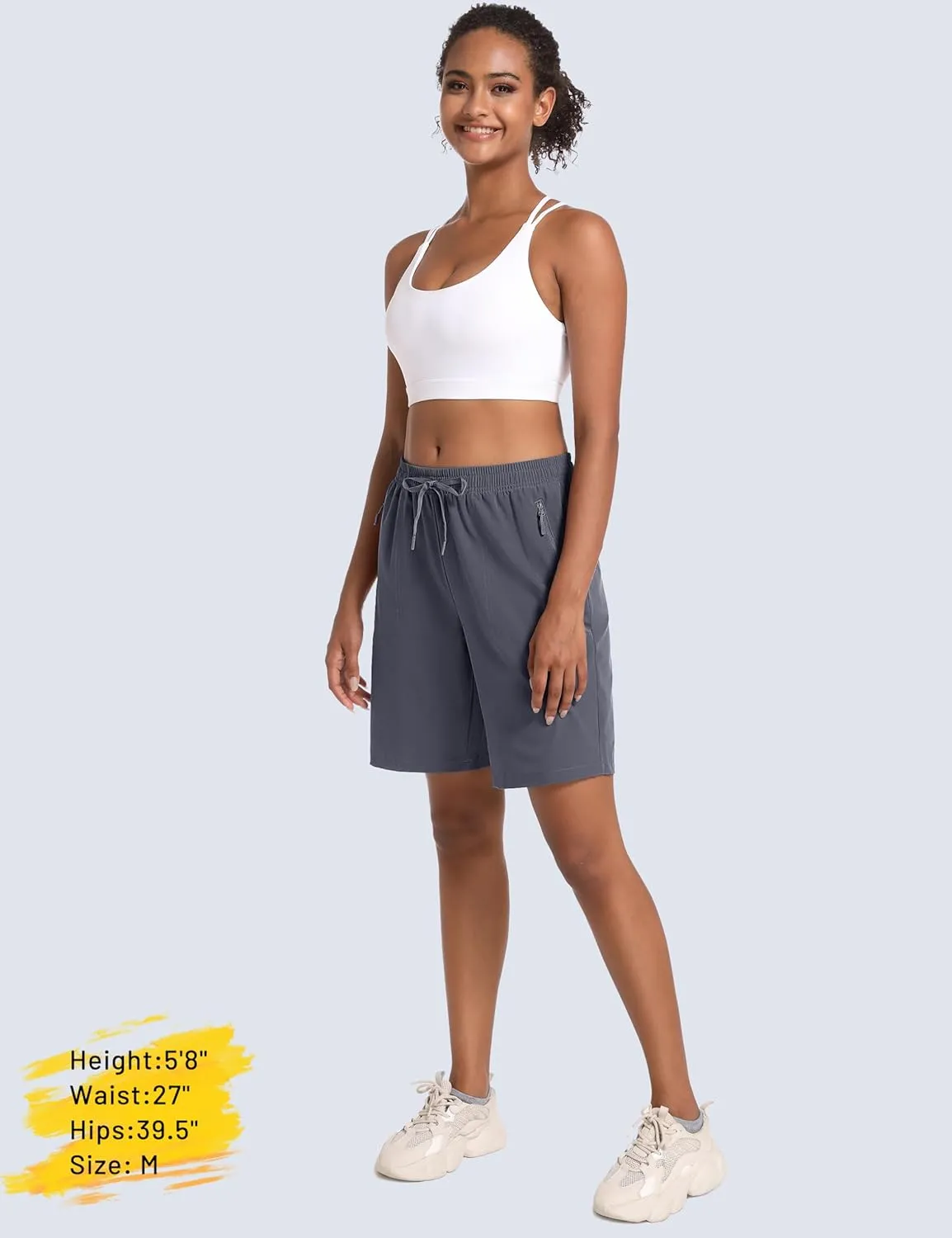 MAGCOMSEN Women's Hiking Shorts Lightweight Quick Dry 8" Golf Shorts Water Resistant with 3 Zipper Pockets