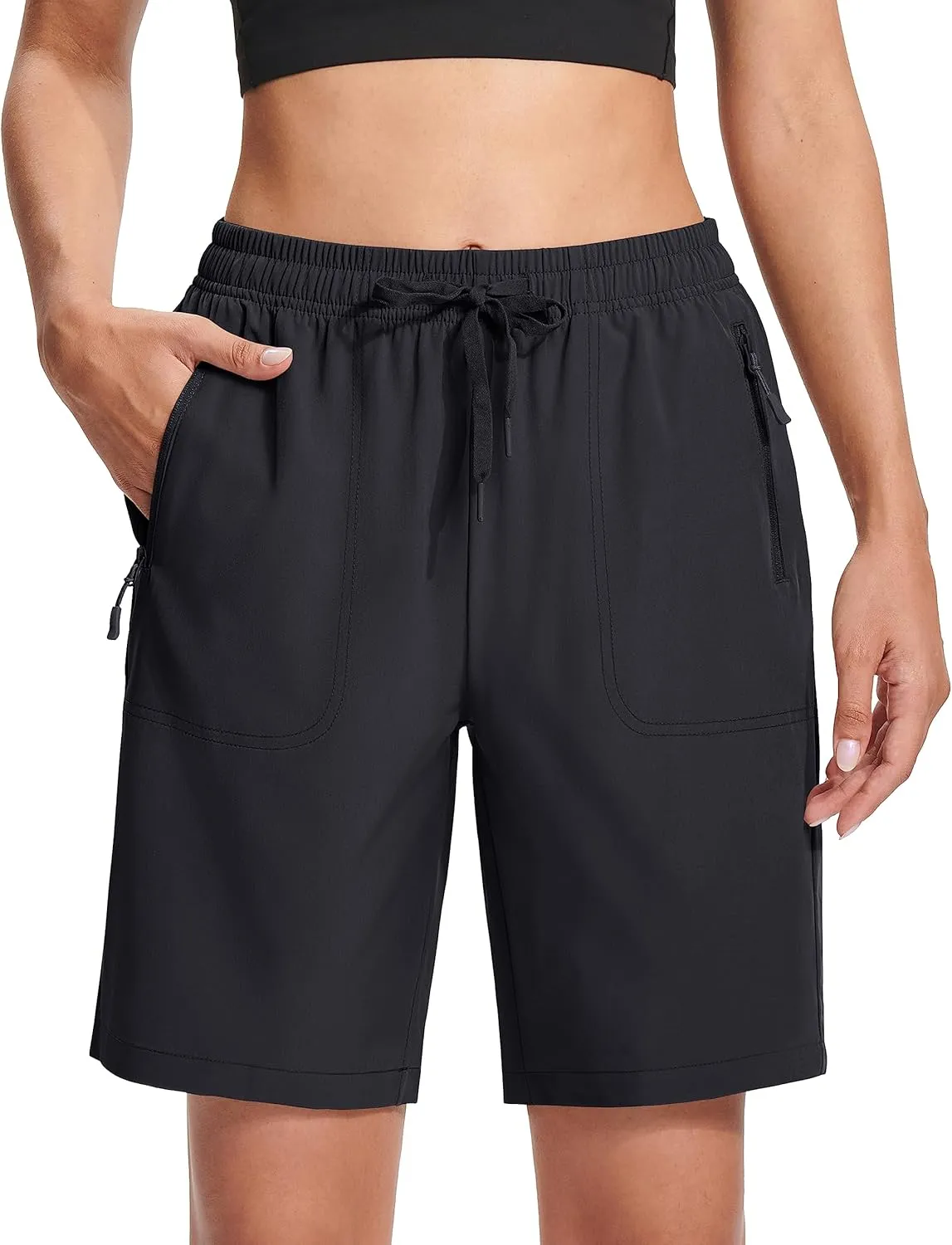 MAGCOMSEN Women's Hiking Shorts Lightweight Quick Dry 8" Golf Shorts Water Resistant with 3 Zipper Pockets