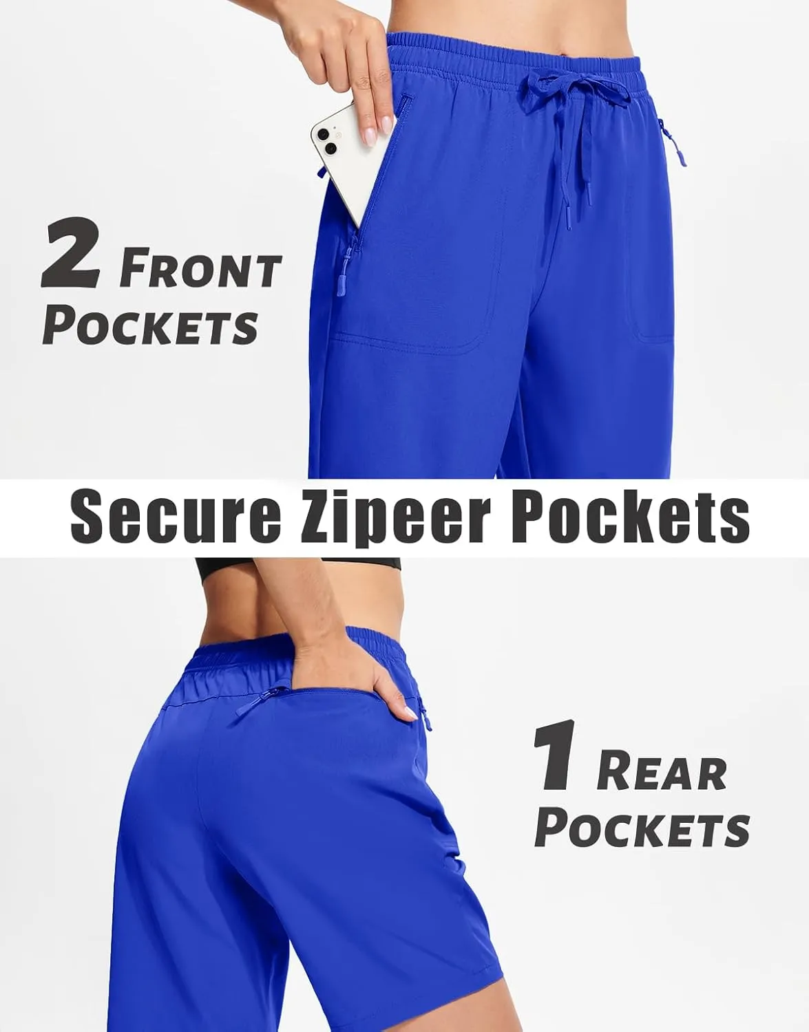 MAGCOMSEN Women's Hiking Shorts Lightweight Quick Dry 8" Golf Shorts Water Resistant with 3 Zipper Pockets