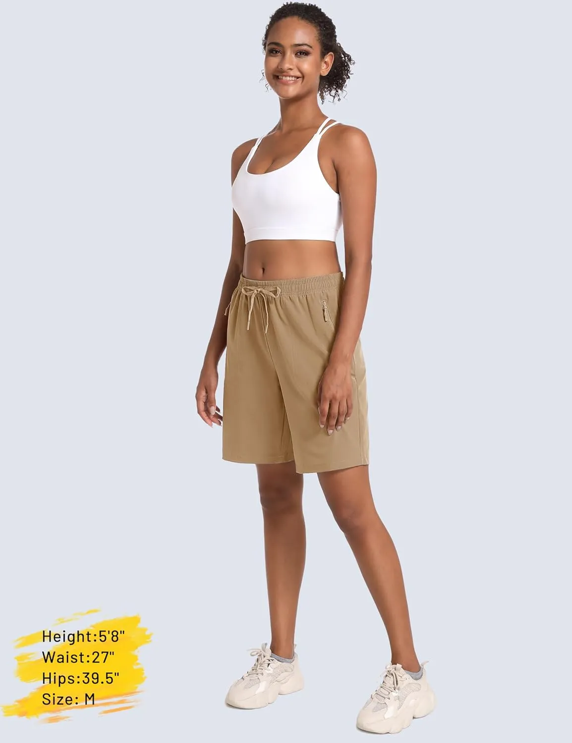 MAGCOMSEN Women's Hiking Shorts Lightweight Quick Dry 8" Golf Shorts Water Resistant with 3 Zipper Pockets