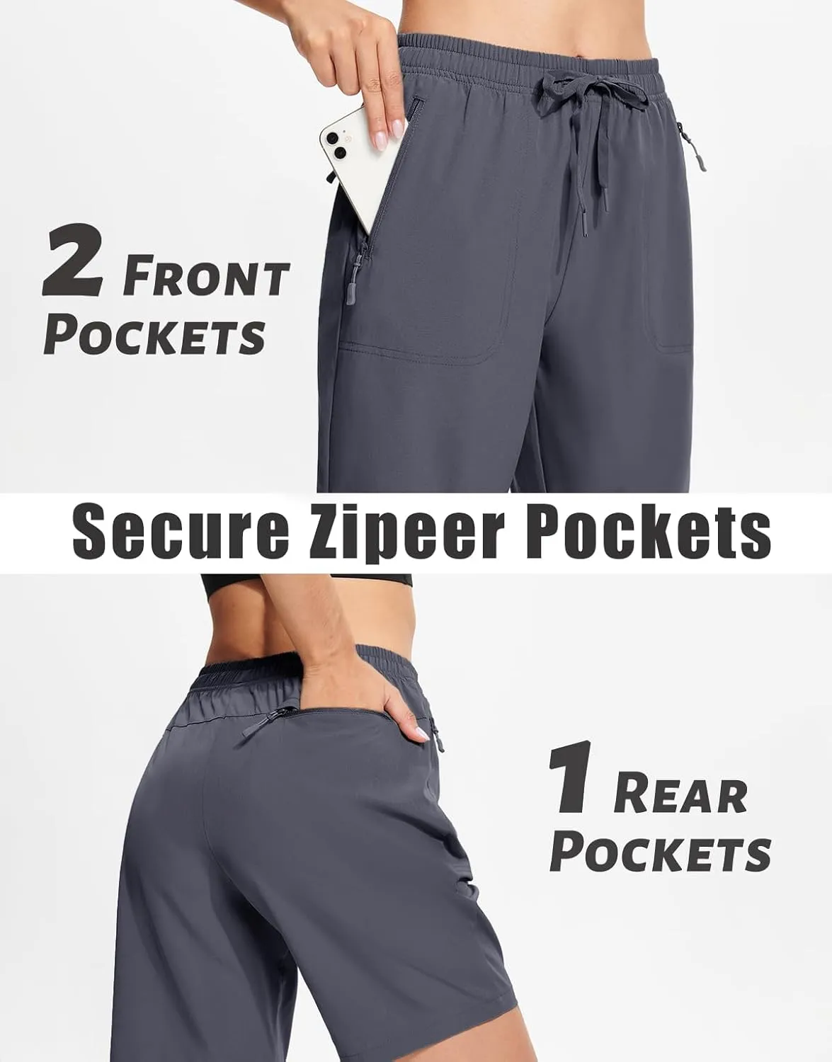MAGCOMSEN Women's Hiking Shorts Lightweight Quick Dry 8" Golf Shorts Water Resistant with 3 Zipper Pockets